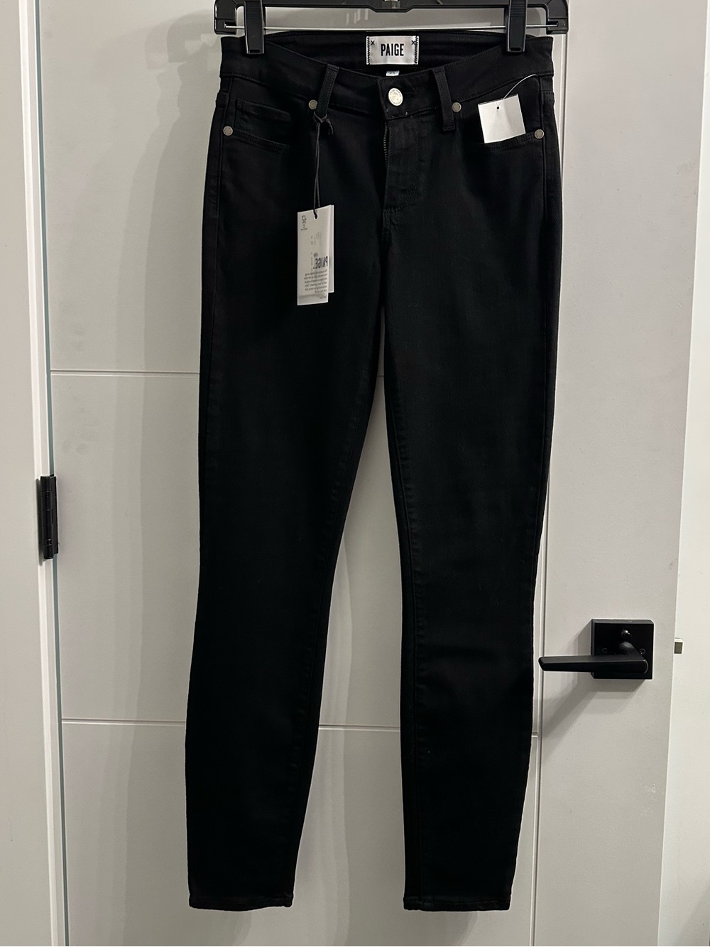 Paige Verdugo Ankle Skinny Jeans Black Overdye Size 25 New With Tags